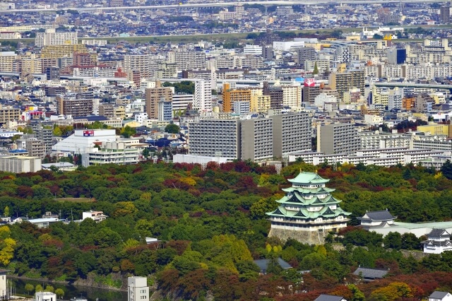 名古屋城と名古屋市街