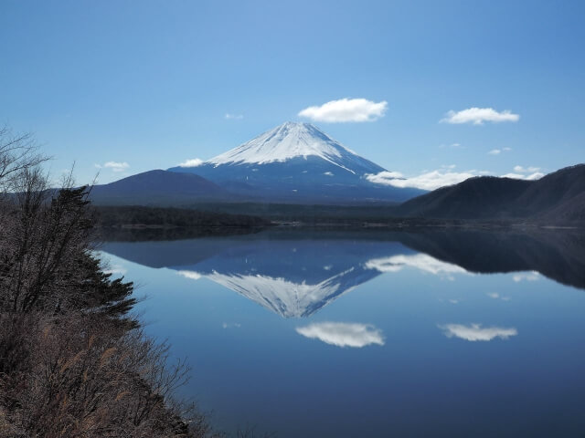 富士河口湖町から眺める逆さ富士