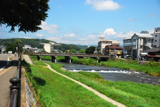 北上川と散歩道