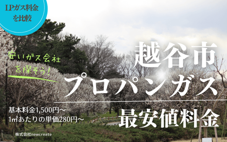 越谷市のプロパンガス平均価格と最安値料金