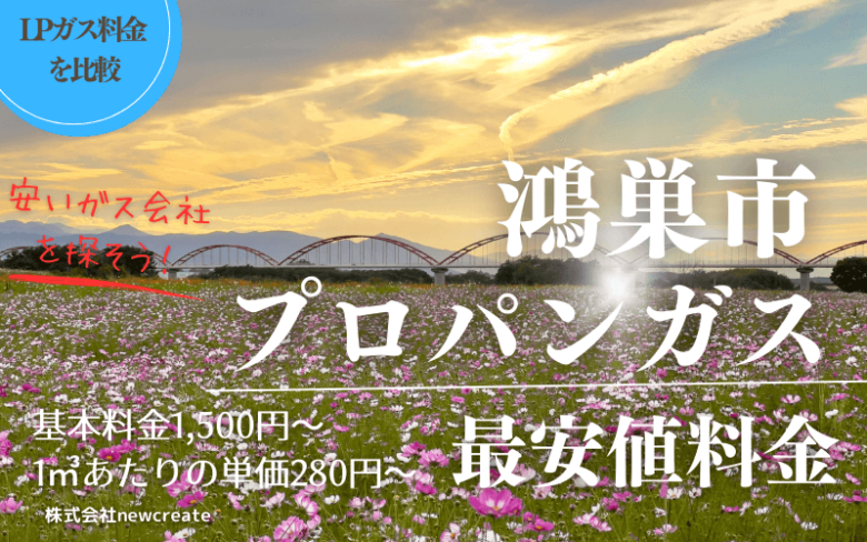 鴻巣市のプロパンガス平均価格と最安値料金